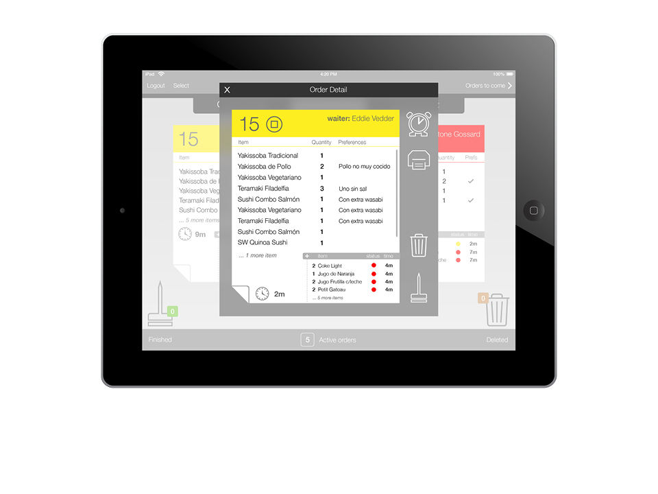 iZRail Order Details Modal Screen