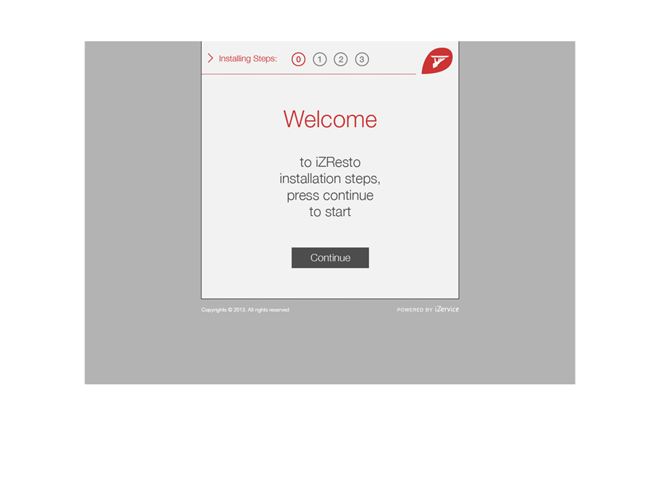 iZervice Installer Start Screen